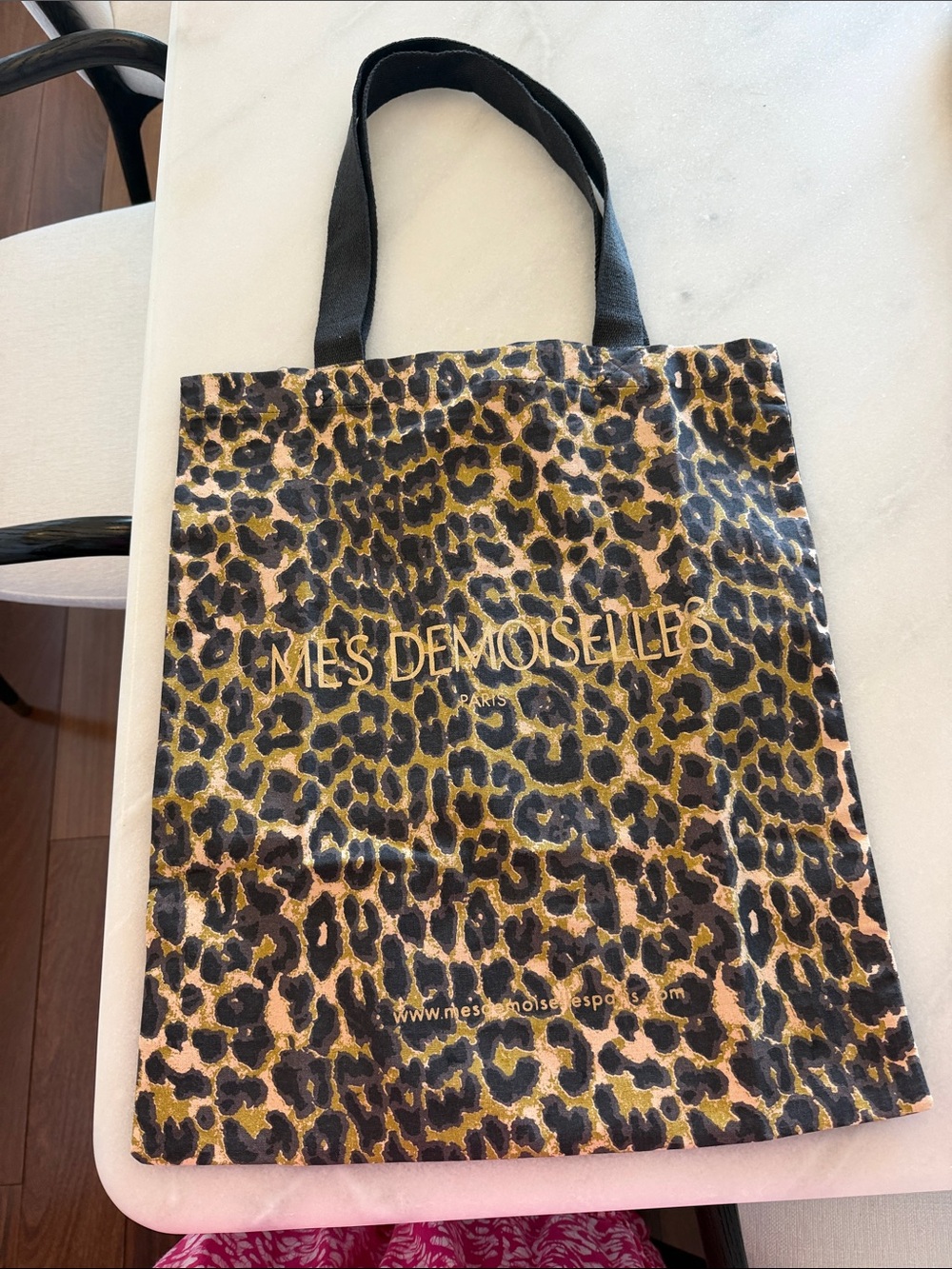 Mes Demoiselles Leopard Print Tote in Black, Tan & Gold